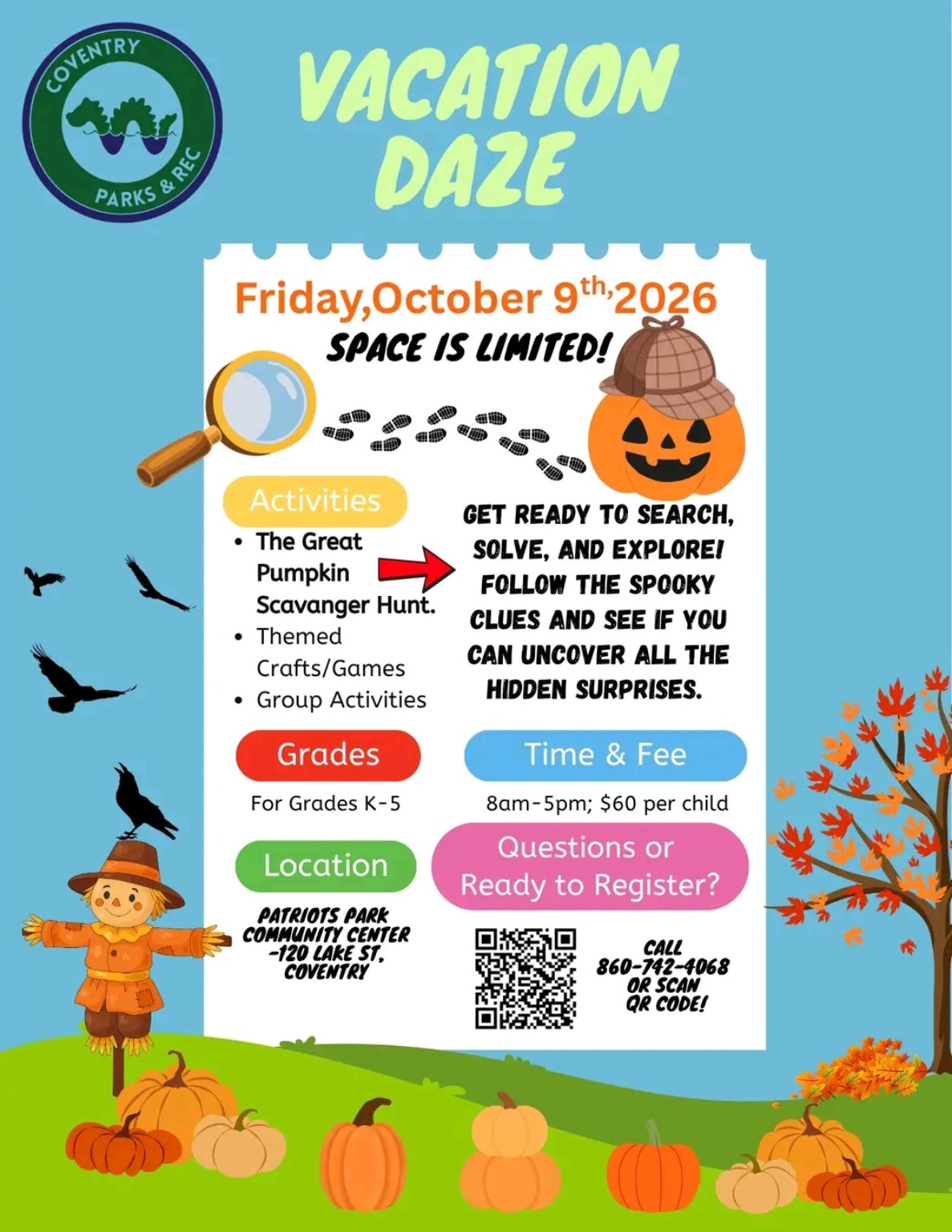 Coventry Vacation Daze: Great Pumpkin Scavenger Hunt event flyer