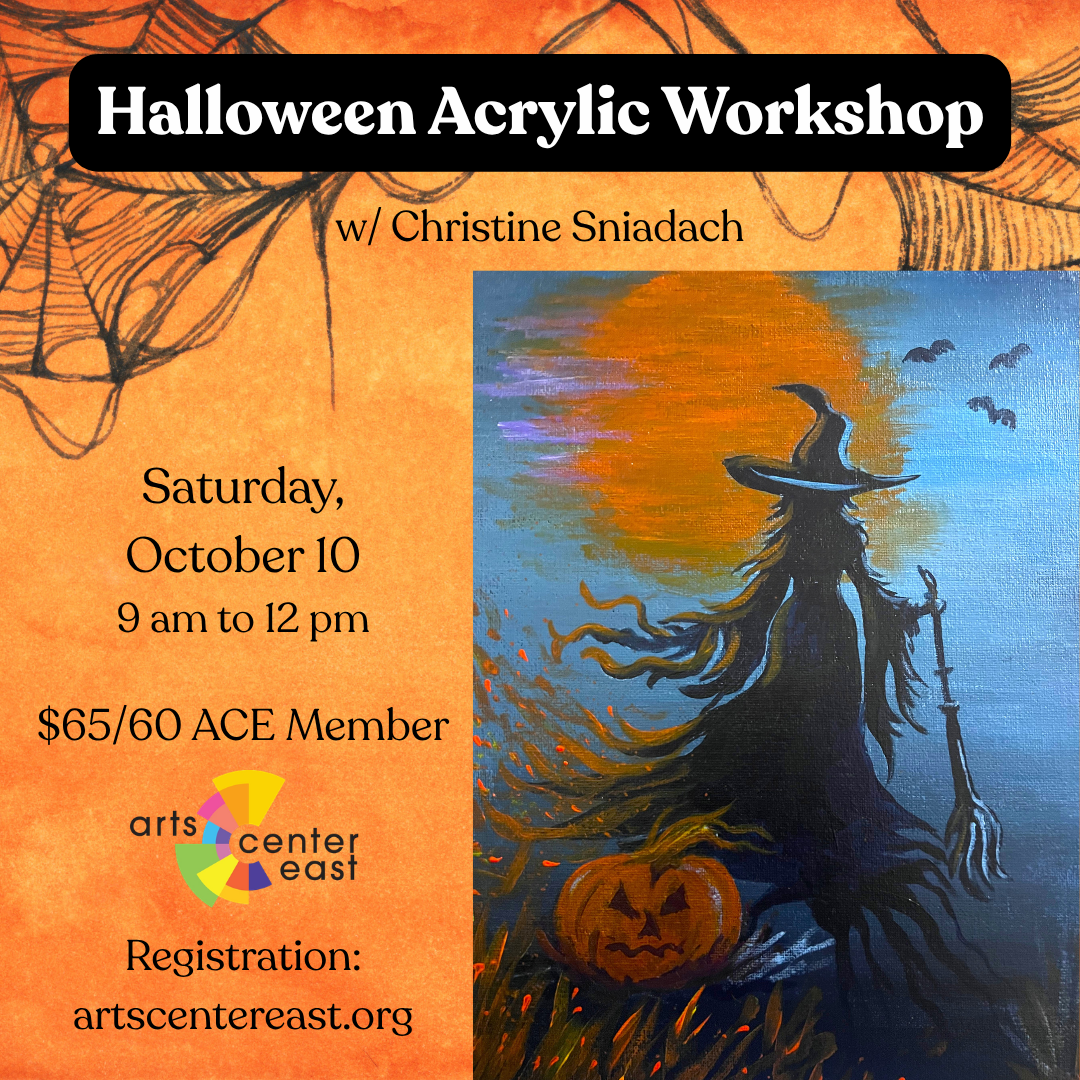 Halloween Acrylic Workshop with Christine Sniadach event flyer