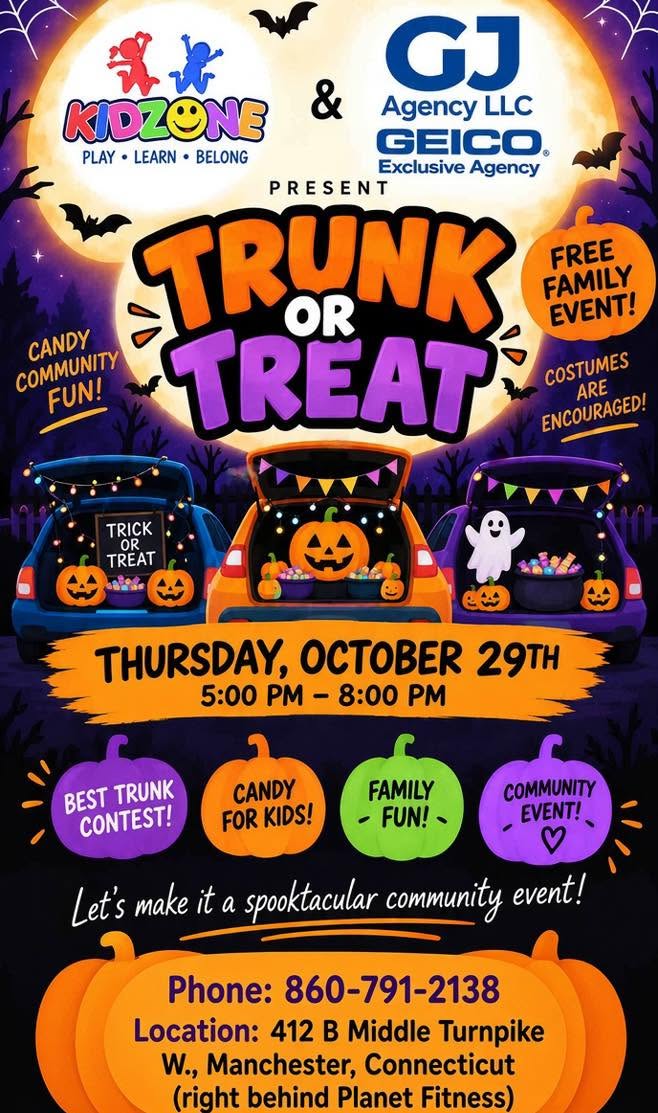 KidZone & GJ Agency Trunk or Treat event flyer