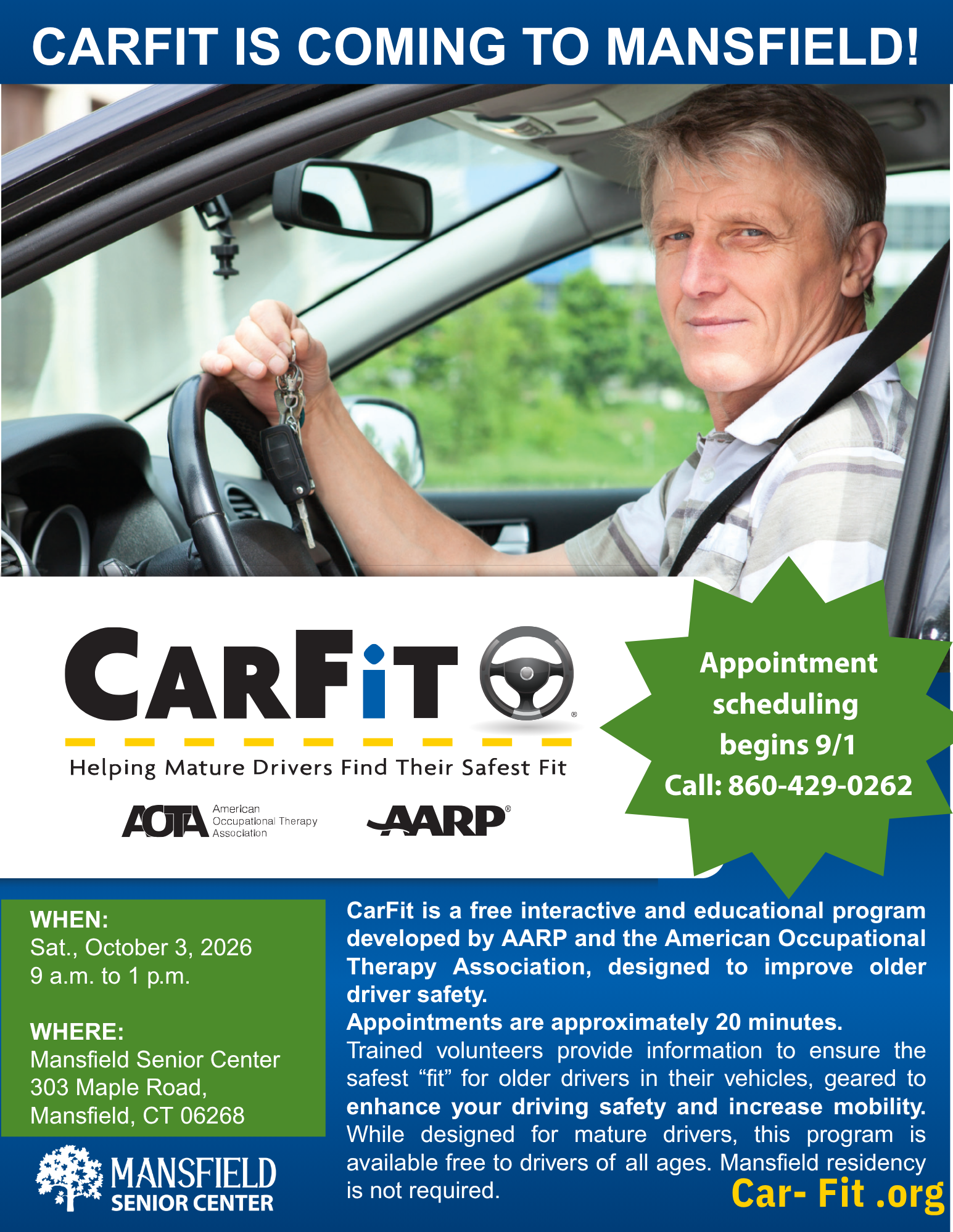 CarFit Comes to Mansfield event flyer