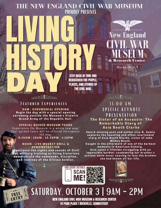 Living History Day at the New England Civil War Museum event flyer
