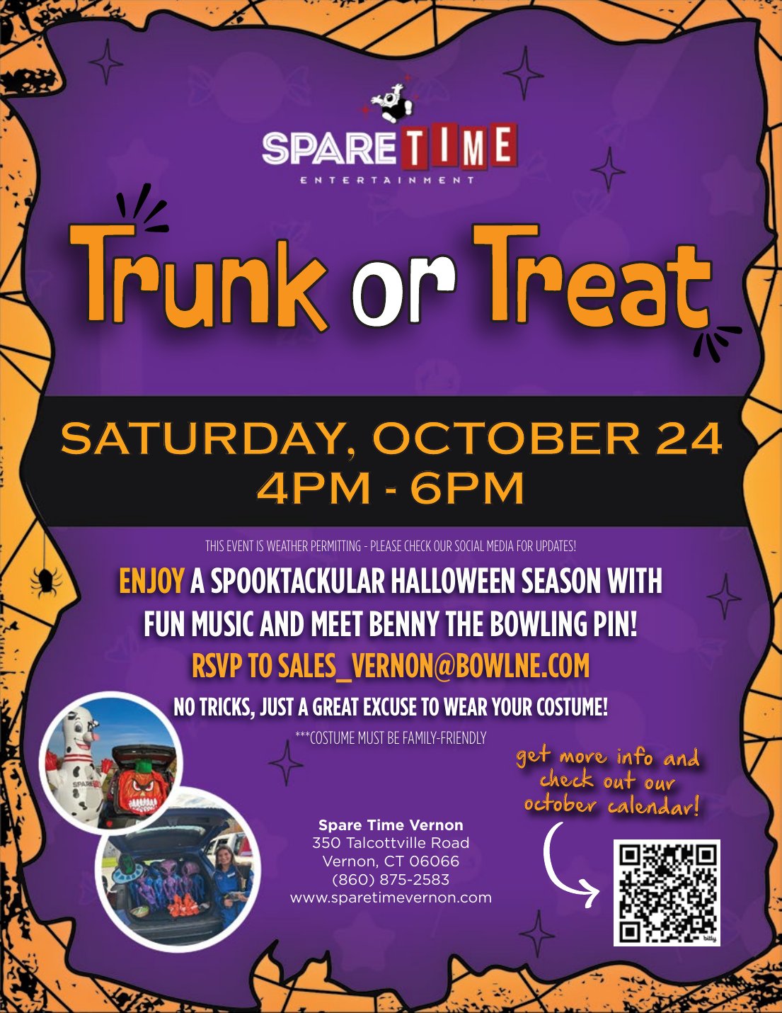 Spare Time Vernon Trunk or Treat event flyer