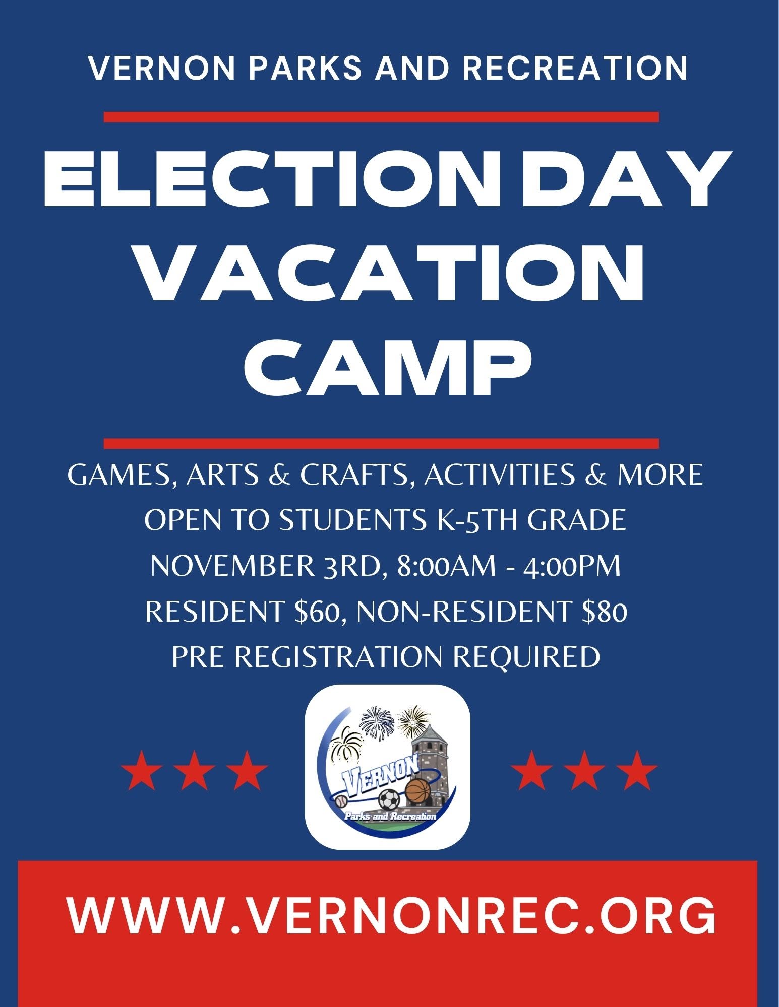 Election Day Vacation Camp event flyer