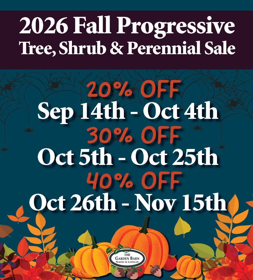 The Garden Barn 2026 Fall Progressive Sale flyer