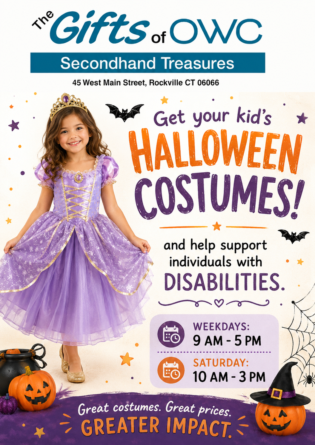The Gifts of OWC Secondhand Treasures — Halloween Costumes flyer
